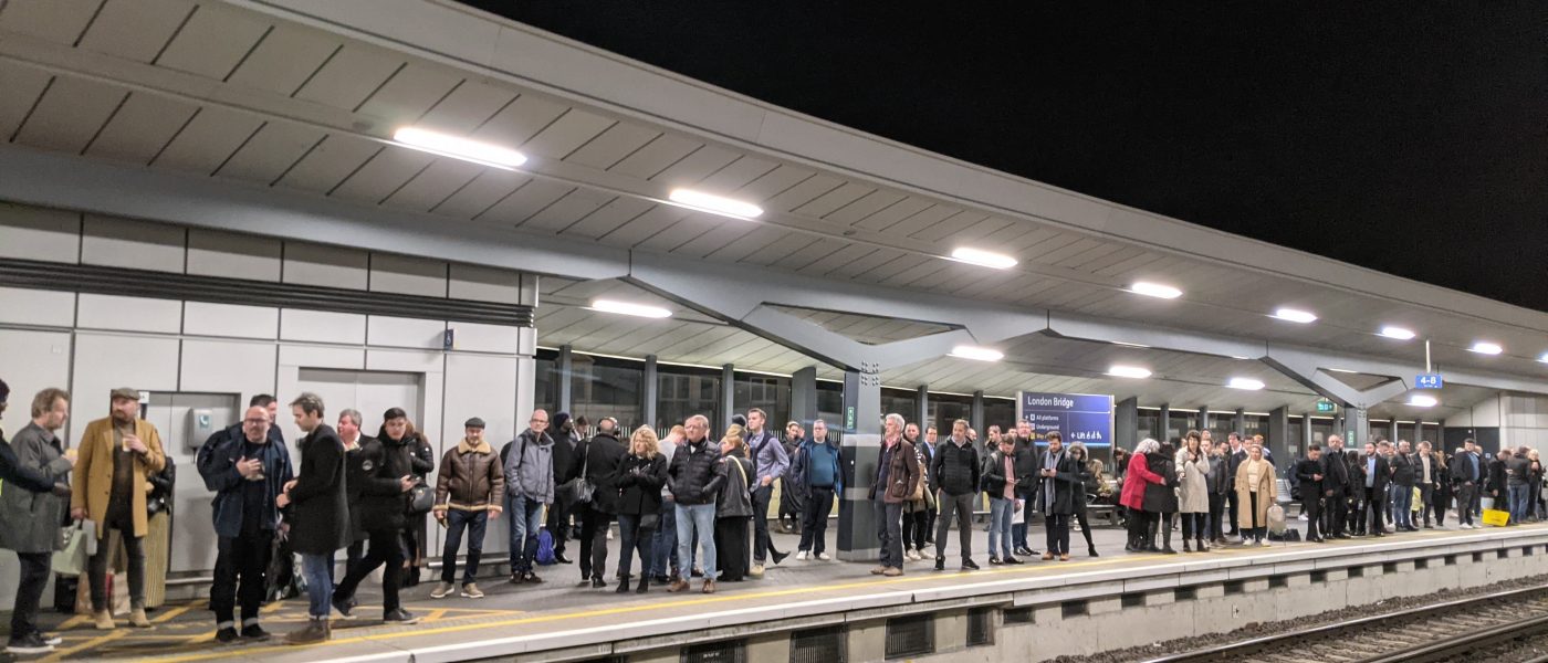 A busy London Bridge station at 11:30pm